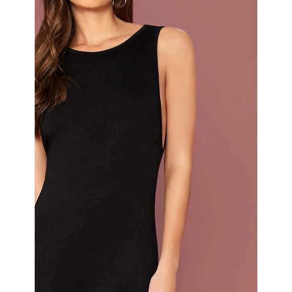 SHEIN Solid Open-Back Dropped Armhole Jumpsuit - Picture 5 of 6